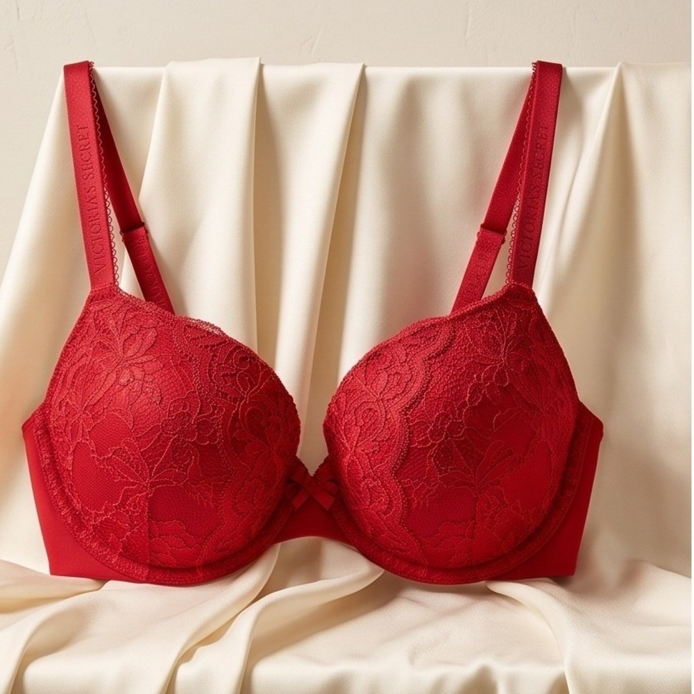 Victoria Secret 36DD Body By Victoria Perfect Shape Bra Red Lace NWOT